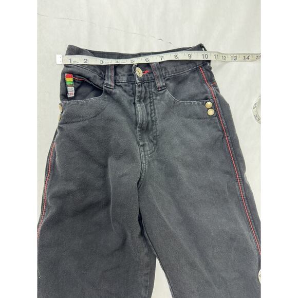 Vintage 90s Y2K Ruff Jeans Black Wide Leg Carpenter Embroider Kids 20" * 21" 5/6 - Picture 5 of 11